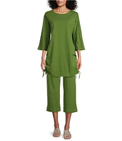 Bryn Walker Cotton Jersey Elastic Waist Straight Leg Crop Pants