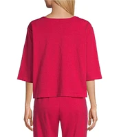 Bryn Walker Cotton Jersey Round Neck 3/4 Sleeve Boxy Shirt