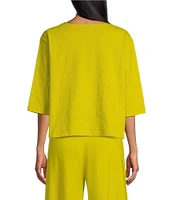 Bryn Walker Cotton Jersey Round Neck 3/4 Sleeve Boxy Shirt