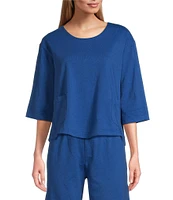 Bryn Walker Cotton Jersey Round Neck 3/4 Sleeve Boxy Shirt