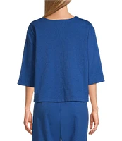 Bryn Walker Cotton Jersey Round Neck 3/4 Sleeve Boxy Shirt