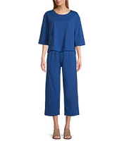 Bryn Walker Cotton Jersey Round Neck 3/4 Sleeve Boxy Shirt