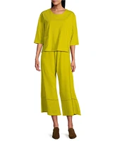 Bryn Walker Cotton Jersey Round Neck 3/4 Sleeve Boxy Shirt
