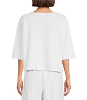 Bryn Walker Cotton Jersey Round Neck 3/4 Sleeve Boxy Shirt