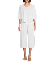 Bryn Walker Cotton Jersey Round Neck 3/4 Sleeve Boxy Shirt