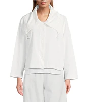 Bryn Walker Cotton Jersey Wide Pointed Collar Long Sleeve Button-Front Jacket