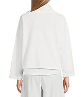 Bryn Walker Cotton Jersey Wide Pointed Collar Long Sleeve Button-Front Jacket