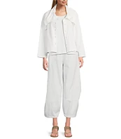 Bryn Walker Cotton Jersey Wide Pointed Collar Long Sleeve Button-Front Jacket