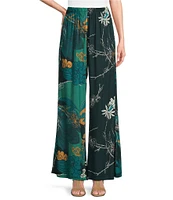 Bryn Walker Crepe Woven Floral Wide Leg Pull-On Pants