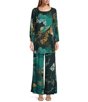 Bryn Walker Crepe Woven Floral Wide Leg Pull-On Pants