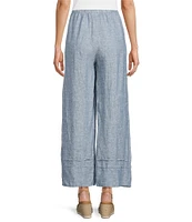 Bryn Walker Cross-Dyed Linen Elastic Waist Straight Leg Pintuck Coordinating Pants