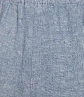 Bryn Walker Cross-Dyed Linen Elastic Waist Straight Leg Pintuck Coordinating Pants