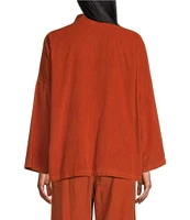 Bryn Walker Danuta Corduroy Mandarin Collar Long Wide Sleeve Button Front Oversized Jacket