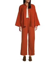 Bryn Walker Danuta Corduroy Mandarin Collar Long Wide Sleeve Button Front Oversized Jacket