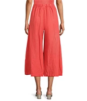 Bryn Walker Ella Flat Front Light Linen Wide Leg Cropped Pants