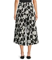 Bryn Walker Ella Woven Prisma Print Wide-Leg Pull-On Coordinating Crop Pants