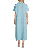 Bryn Walker Emmaline Light Linen Collar Neck Short Sleeve Button Front Dress