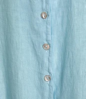 Bryn Walker Emmaline Light Linen Collar Neck Short Sleeve Button Front Dress