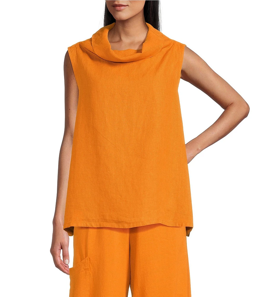 Bryn Walker Etta Light Linen Cowl Neck Sleeveless Tank