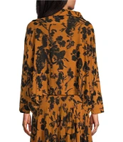 Bryn Walker Floral Astrid Jersey Knit Cowl Neck Long Sleeve Coordinating Cropped Shirt