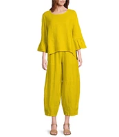 Bryn Walker Fran Light Linen Boat Neck 3/4 Sleeve High-Low Shirt
