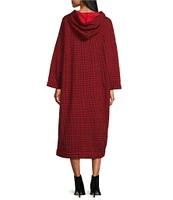 Bryn Walker Franklin Plaid Print Bamboo Fleece Hooded Long Sleeve Dress