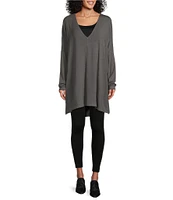 Bryn Walker French Terry Knit Raquel V-Neck Long Sleeve Oversized Tunic