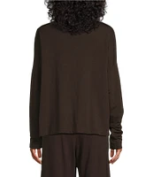 Bryn Walker French Terry Taos Draped Cowl Neck Long Sleeve Corduroy Shirt