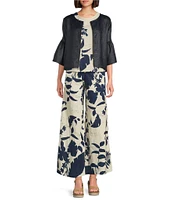 Bryn Walker Frida Raffia Round Neck 3/4 Ruffle Sleeve Jacket