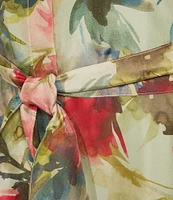 Bryn Walker Geraldine Fiori Print Mandarin Collar Elbow Sleeve Button Front Dress