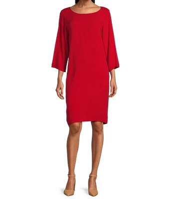 Bryn Walker Hester Rayon Crepe Round Neck 3/4 Sleeve A-Line Dress