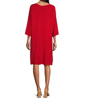 Bryn Walker Hester Rayon Crepe Round Neck 3/4 Sleeve A-Line Dress