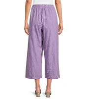 Bryn Walker Jacquard Cotton Floral Wide Leg Pocketed Pull-On Cropped Coordinating Pants