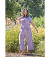 Bryn Walker Jacquard Cotton Floral Wide Leg Pocketed Pull-On Cropped Coordinating Pants