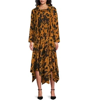 Bryn Walker Jersey Floral Wide Waistband A-Line Asymmetrical Hem Coordinating Pull-On Skirt