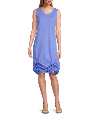 Bryn Walker Jersey Round Neck Sleeveless Ruched Tie Dress