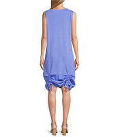 Bryn Walker Jersey Round Neck Sleeveless Ruched Tie Dress