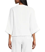 Bryn Walker Joe Cotton Gauze Banded Collar 3/4 Dolman Sleeve Button Front Shirt
