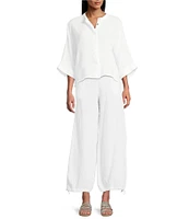 Bryn Walker Joe Cotton Gauze Banded Collar 3/4 Dolman Sleeve Button Front Shirt