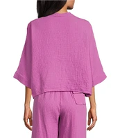 Bryn Walker Joe Cotton Gauze Banded Collar 3/4 Dolman Sleeve Button Front Shirt