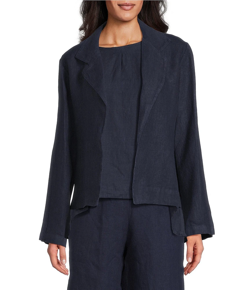 Bryn Walker Lewis Linen Notch Collar Long Sleeve Open Front Jacket