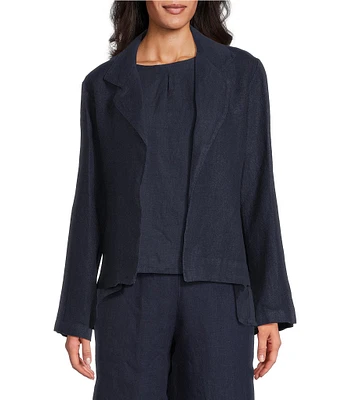 Bryn Walker Lewis Linen Notch Collar Long Sleeve Open Front Jacket