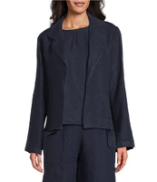 Bryn Walker Lewis Linen Notch Collar Long Sleeve Open Front Jacket