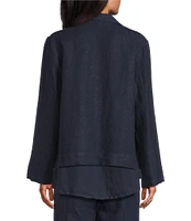 Bryn Walker Lewis Linen Notch Collar Long Sleeve Open Front Jacket