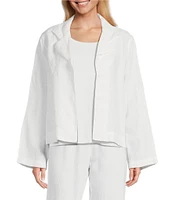Bryn Walker Lewis Linen Round Notch Lapel Neck Long Sleeve Open-Front Jacket