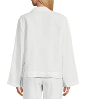 Bryn Walker Lewis Linen Round Notch Lapel Neck Long Sleeve Open-Front Jacket