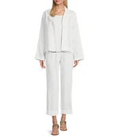 Bryn Walker Lewis Linen Round Notch Lapel Neck Long Sleeve Open-Front Jacket
