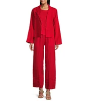 Bryn Walker Lewis Linen Round Notch Lapel Neck Long Sleeve Open-Front Jacket