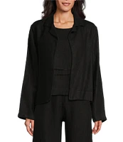 Bryn Walker Lewis Linen Round Notch Lapel Neck Long Sleeve Open-Front Jacket