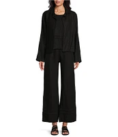 Bryn Walker Lewis Linen Round Notch Lapel Neck Long Sleeve Open-Front Jacket